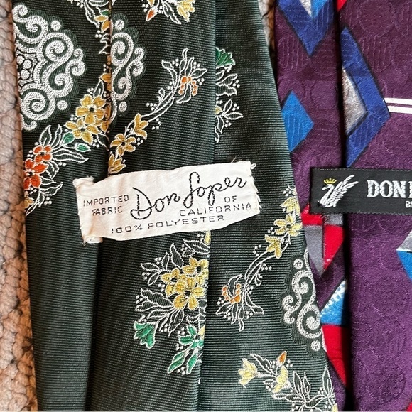 THREE Don Loper Vintage Ties Polyester Floral 100% Silk Abstract Geo Print - Picture 3 of 11